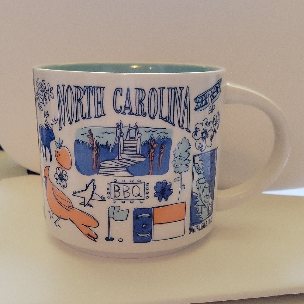 Starbucks North Carolina Mug with Blue and White Design